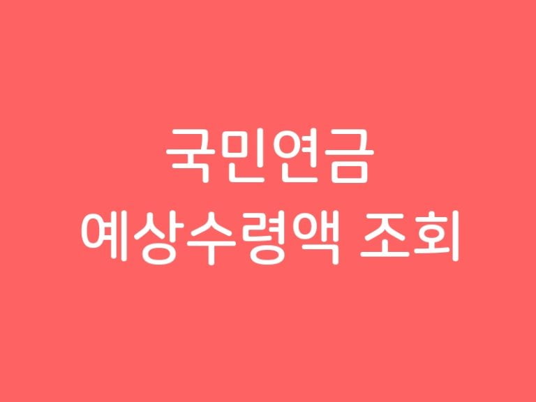 국민연금 예상수령액 조회