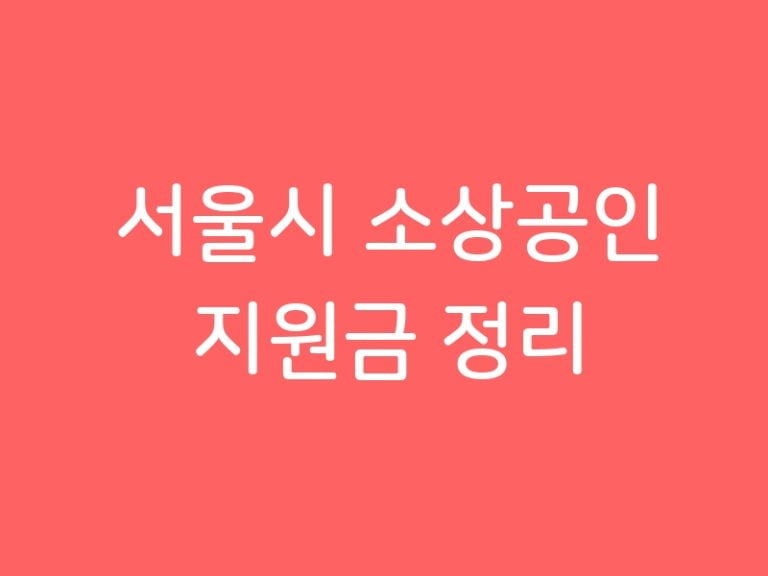 서울시 소상공인 지원금 정리