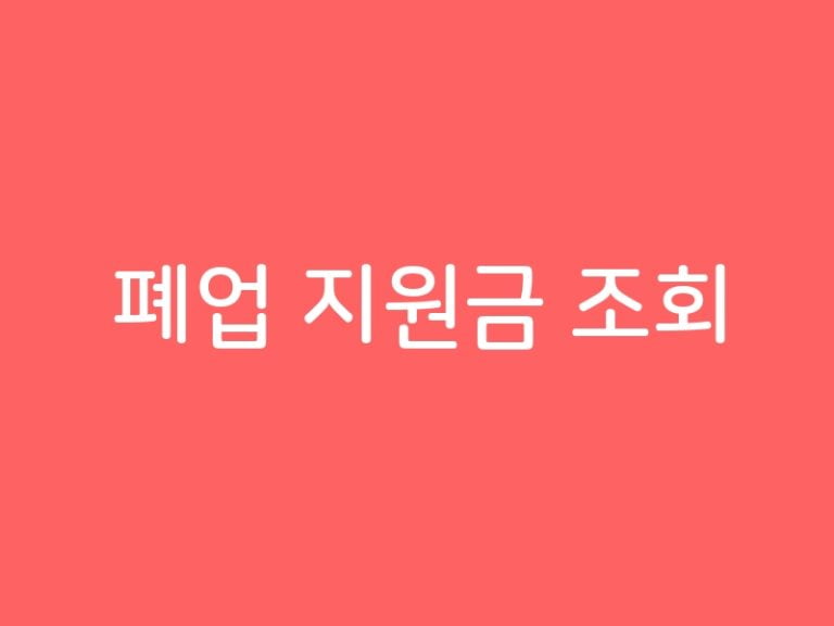 폐업 지원금 조회