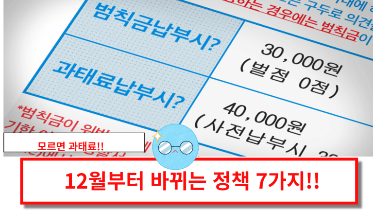 모르면 과태료! 12월부터 바뀌는 7가지 정책